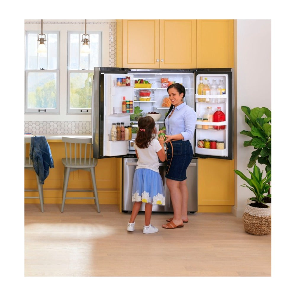 GFE28GYNFS external controls with actual temperature display, child lock and door alarm