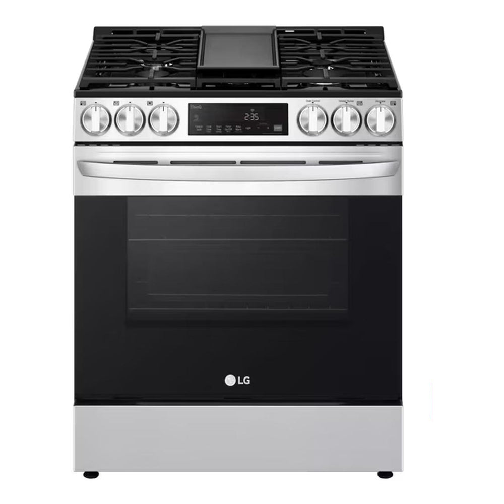 Stainless steel slide-in range