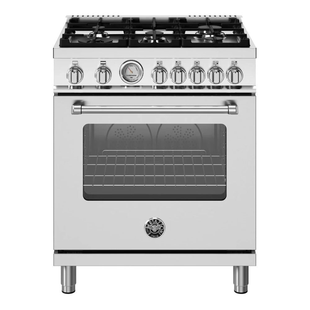 Bertazzoni MAS305GASXV Master Series 30 inch Gas Range with 5 Burners, 4.7 cu. ft. Oven Capacity, Continuous Cast Iron Grates and Convection (Stainless Steel, Natural Gas)