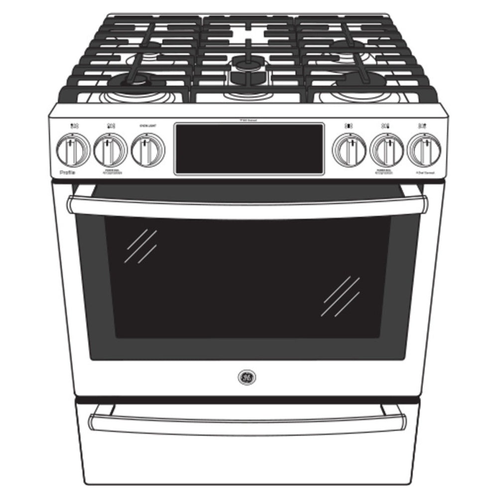 GE-PGS930YPFS-Diagram of Smart Slide-In Gas Range with 5 Burners