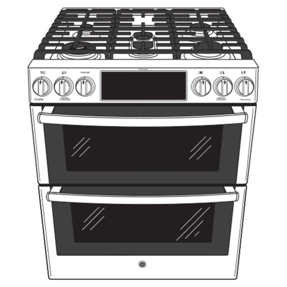 GE-PGS960YPFS-Diagram of30" Smart Slide-In Front-Control Gas Double Oven